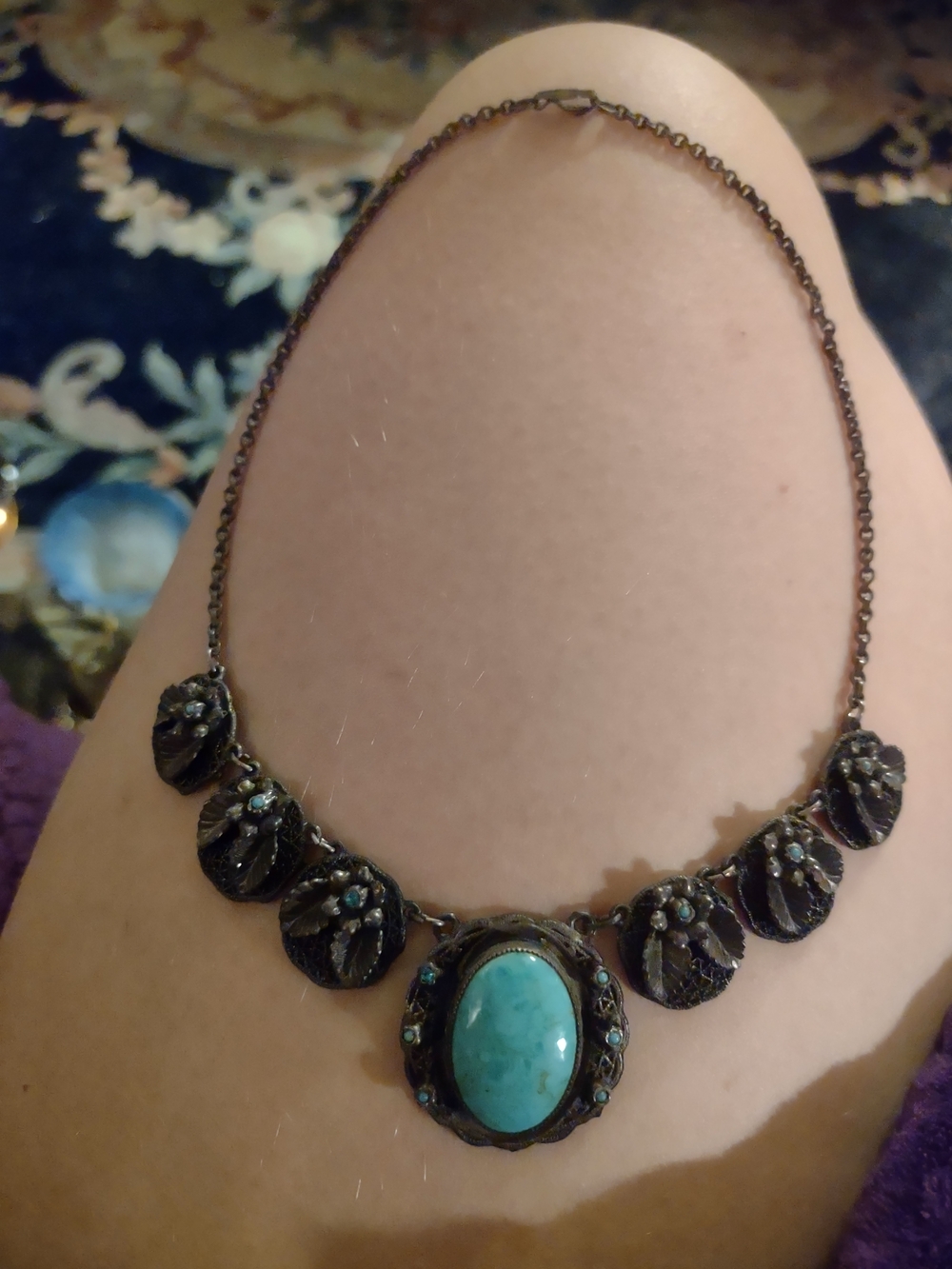 Antique Turquoise Pendant Necklace for Women